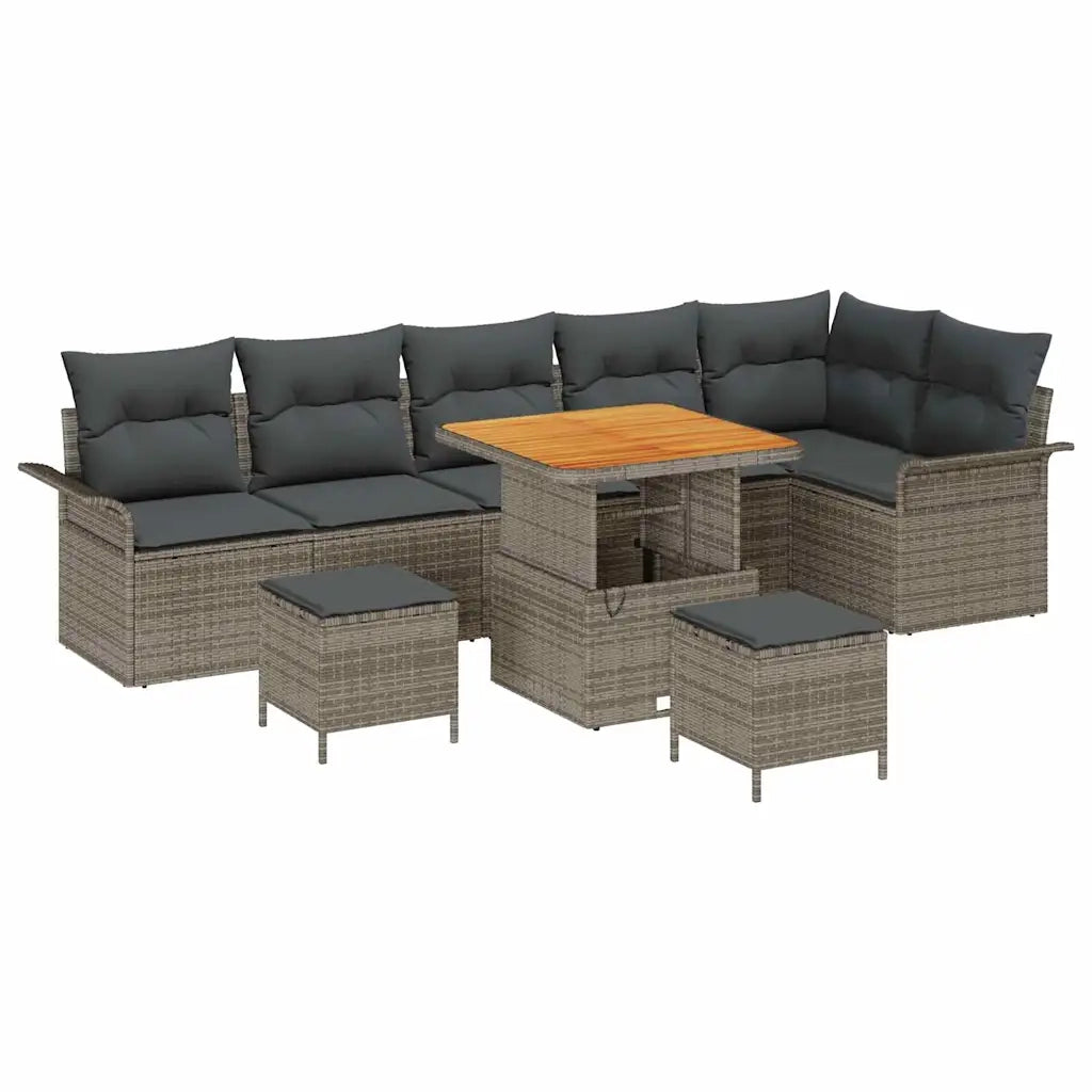 Set Divano da Giardino con cuscino 9 pcs Grigio 3364103