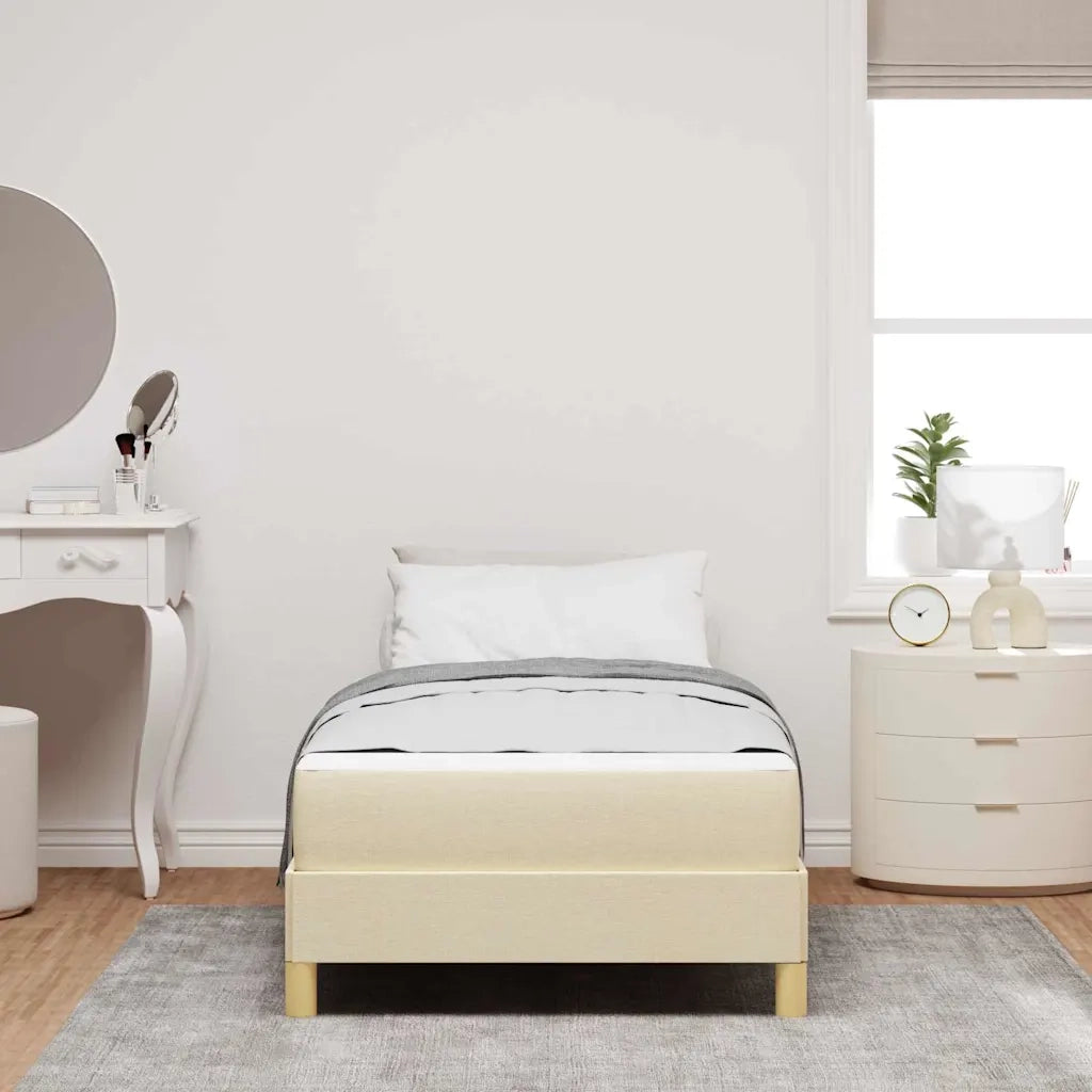 Letto a molle con materasso Crema 80 x 200 cm Tessuto 3398526
