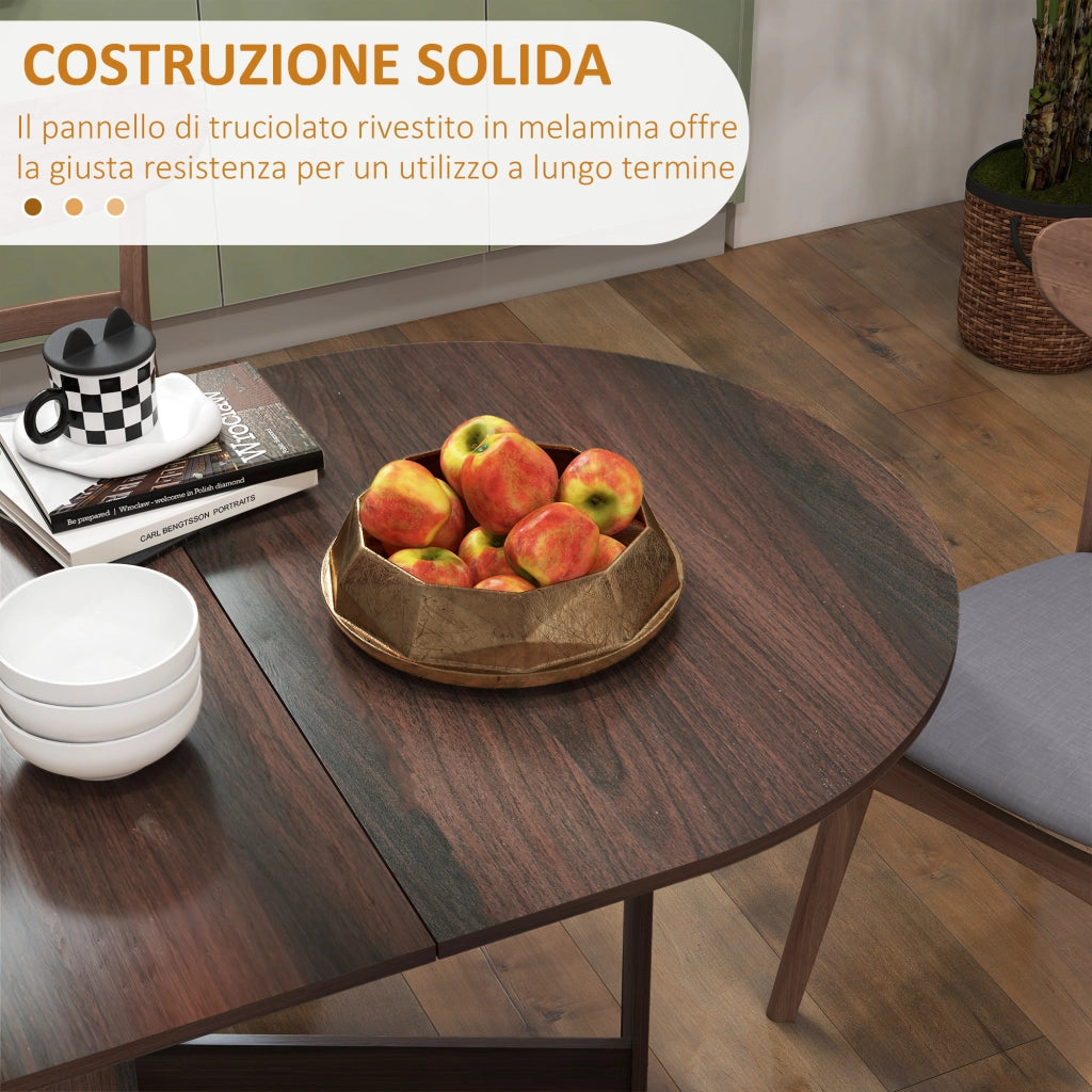 Tavolo Pieghevole con Ribalte Ovale ¨C Minimal ¨C Legno, Marrone