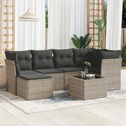Set Divani da Giardino 7 pz con Cuscini Grigio in Polyrattan