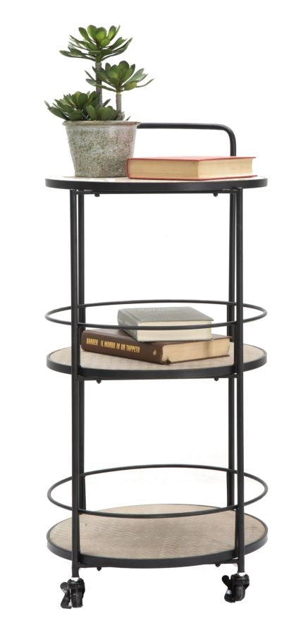 Carrello porta oggetti per interni, metallo e legno 40x41,5x82cm nero e marrone Arex