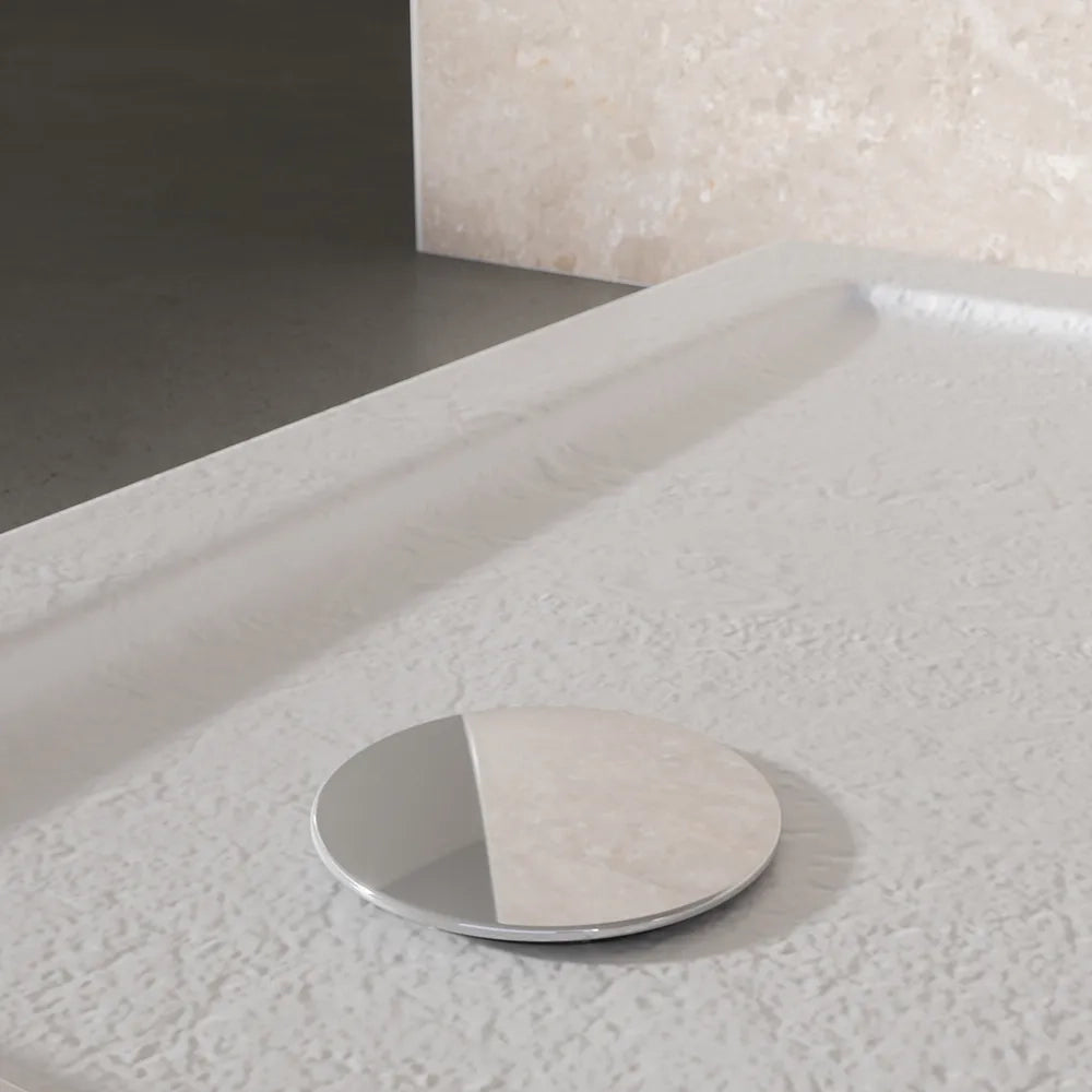 Piatto doccia 80x90 effetto pietra bianco in acrilico altezza slim | Petra