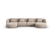 Cosmopolitan Design - Divano panoramico "Tulum" 5 posti in ciniglia beige 