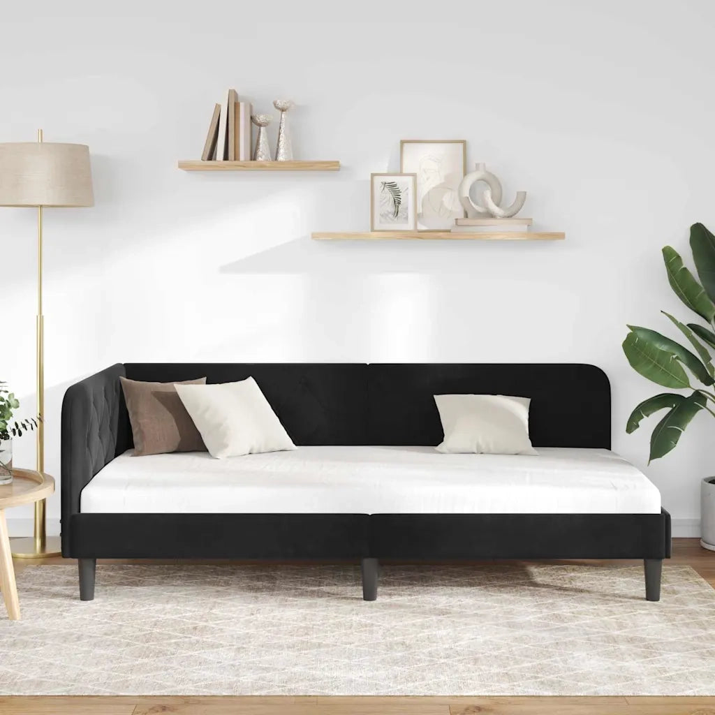 Cornice del letto ad angolo Nero 100 x 200 cm Velluto 42016621
