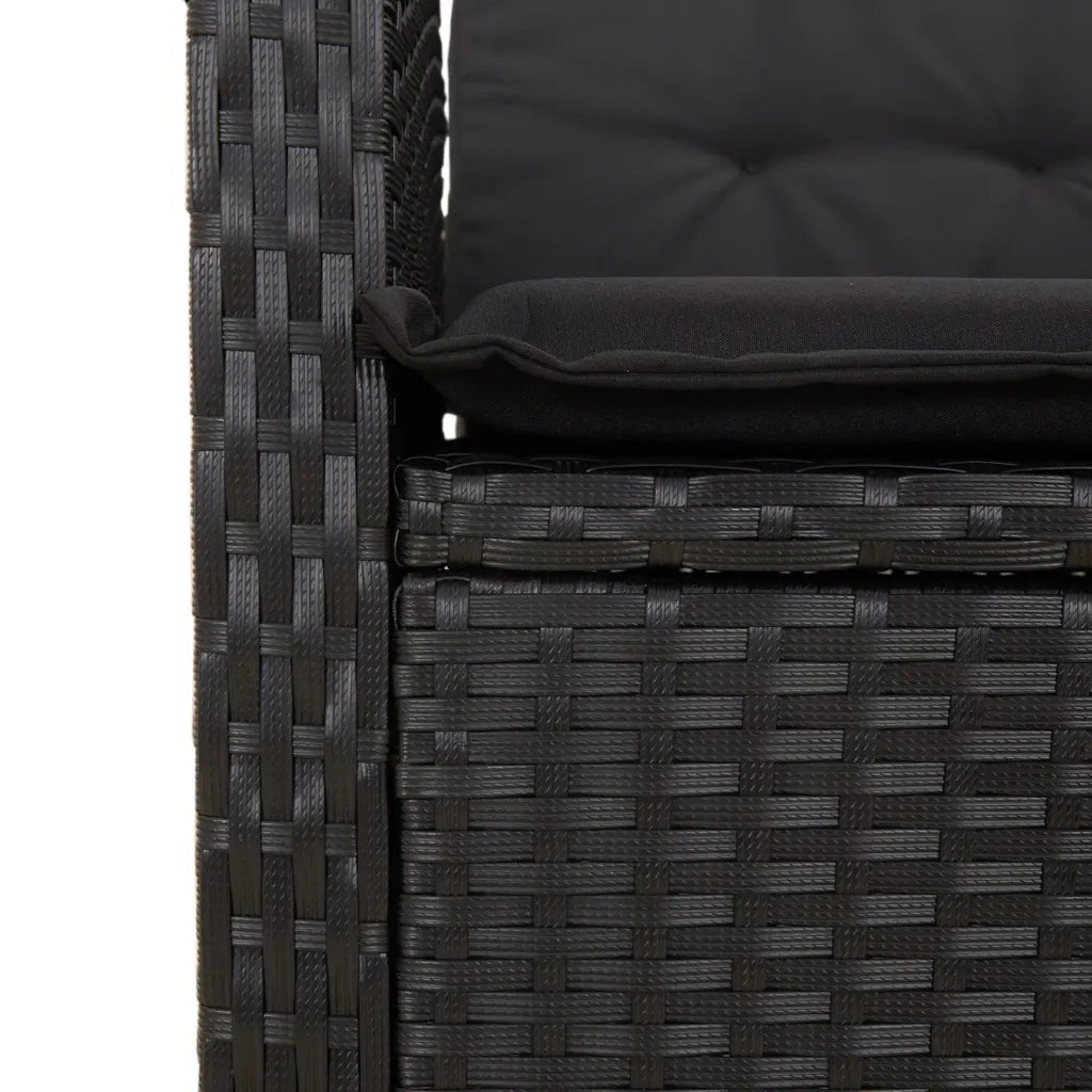 Set da Pranzo da Giardino 5 pz Nero con Cuscini in Polyrattan 3212313