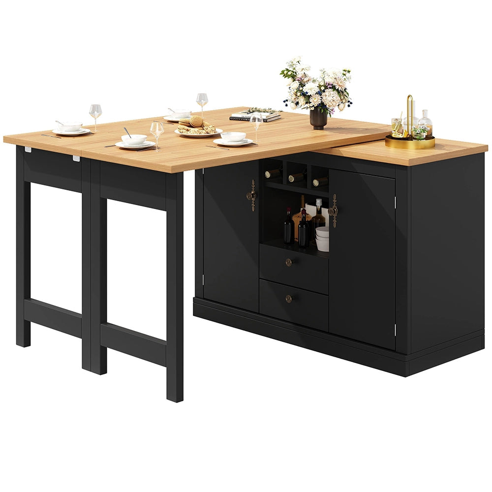 Tavolo bar rotante - Xylo - estensibile 120-180cm nero design