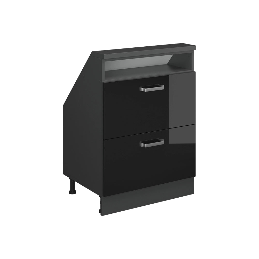 Mobile sottotetto Rion Nero lucido/Antracite con 2 cassetti Vicco