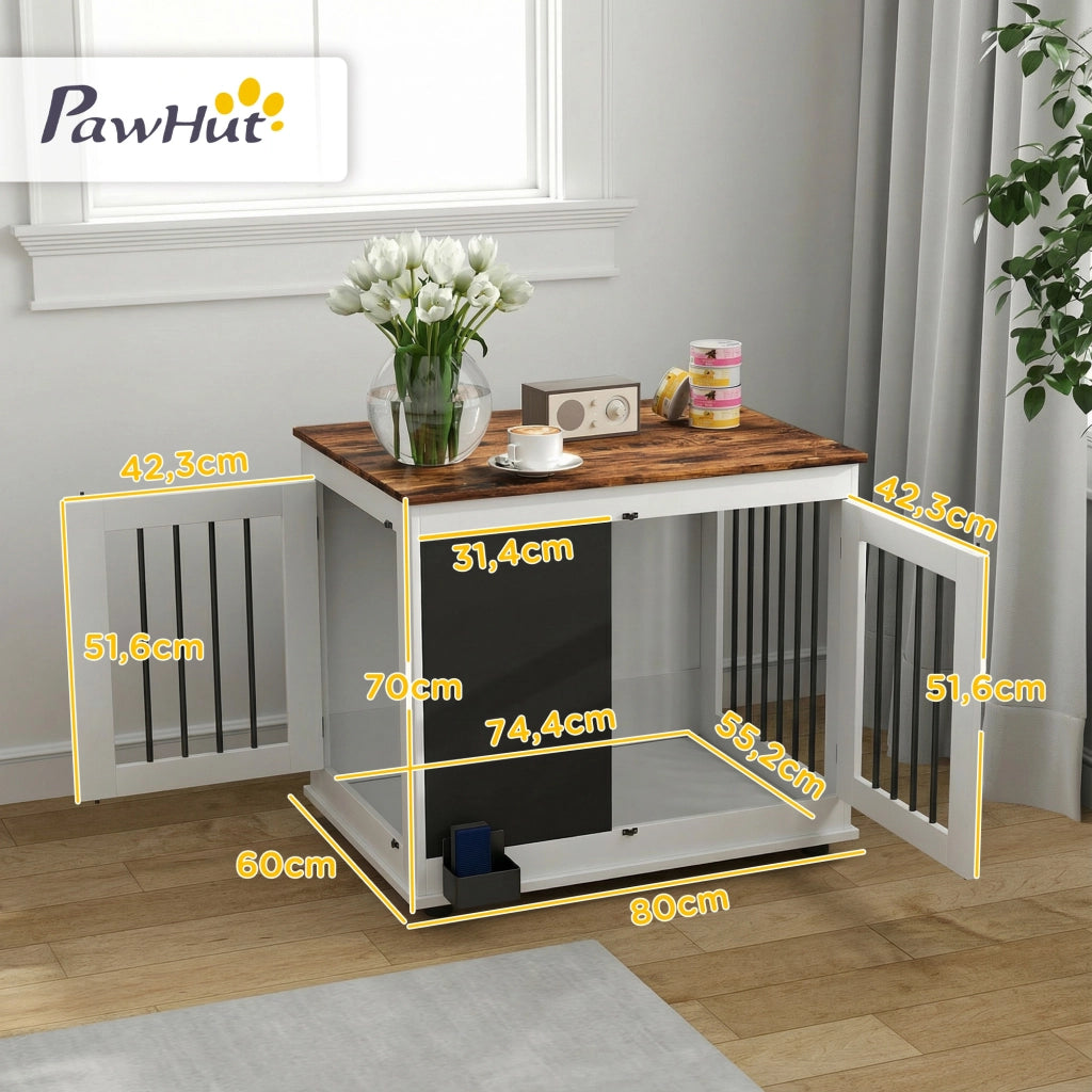 Gabbia per cani con 2 porte e lavagna ¨C Minimal ¨C 80x60x70 cm bianco