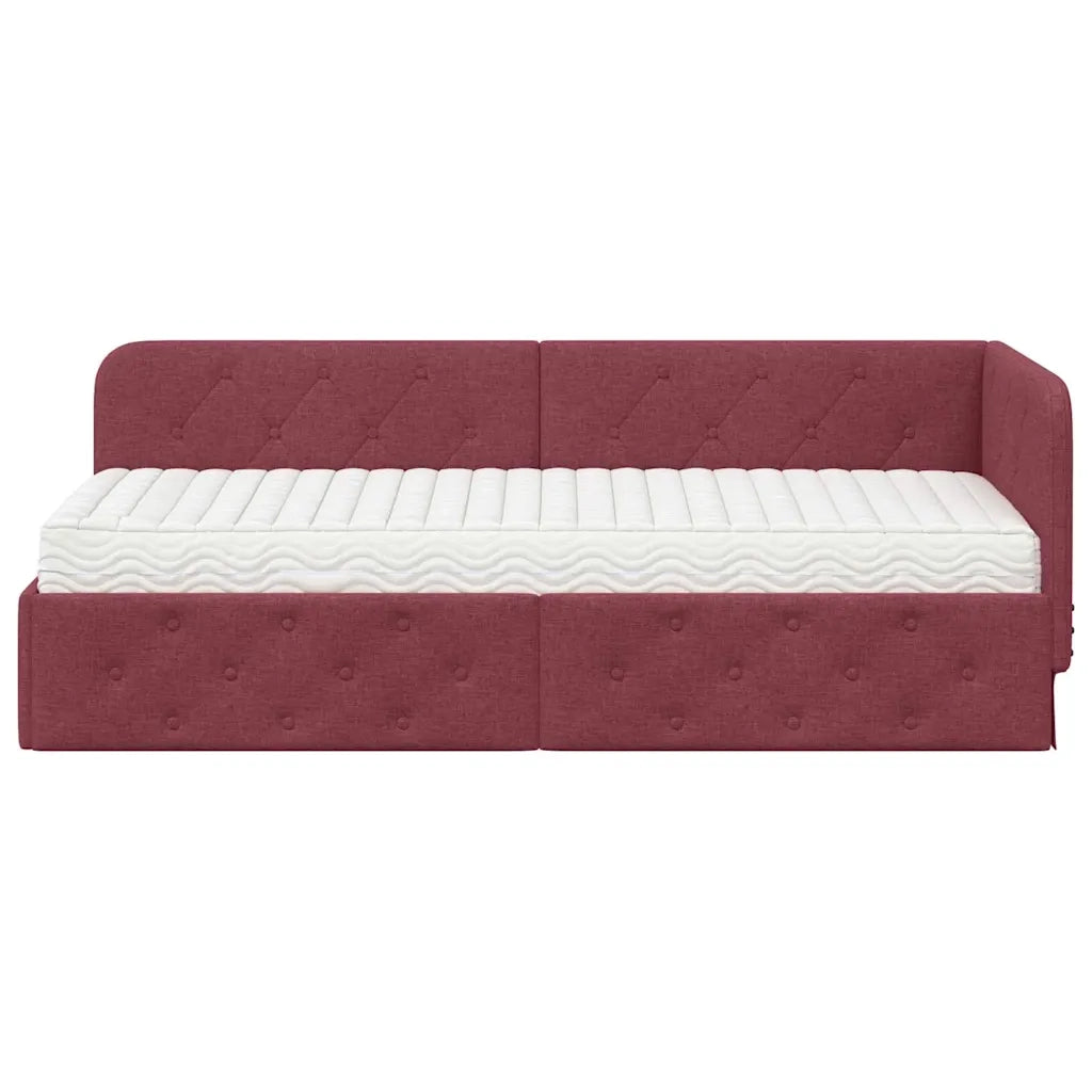 Cornice del letto ad angolo Rosso Vino 80 x 200 cm Tessuto 3394032