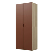 Armadio CALMIA terracotta e quercia chiara 90 cm con appendiabiti e scaffali