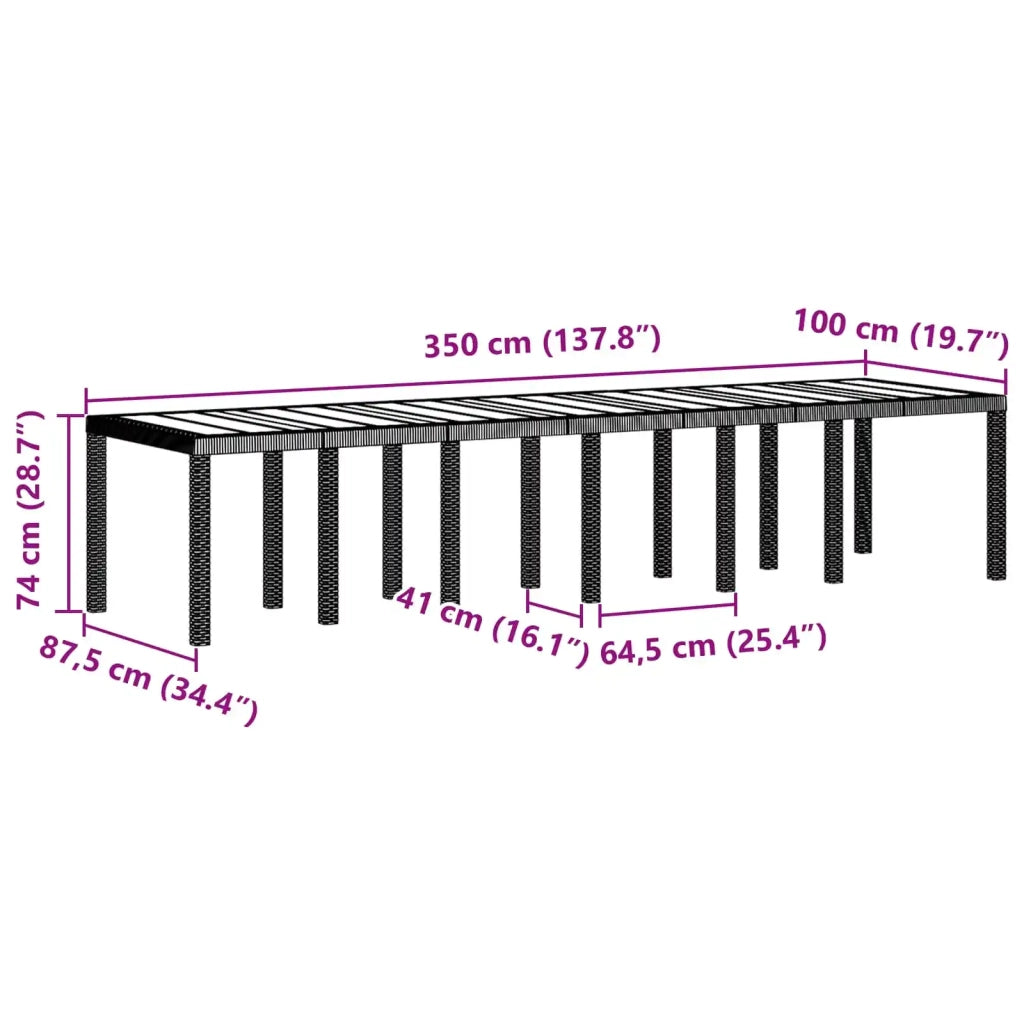 Set da Pranzo per Giardino 15 pcs Antracite Rattan Polt
