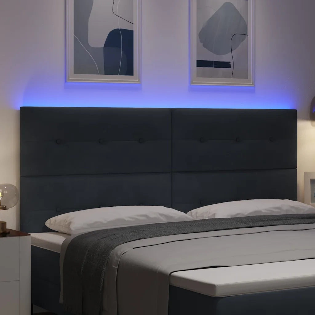 Testiera | Testata LED con strisce LED Grigio 200 cm Velluto