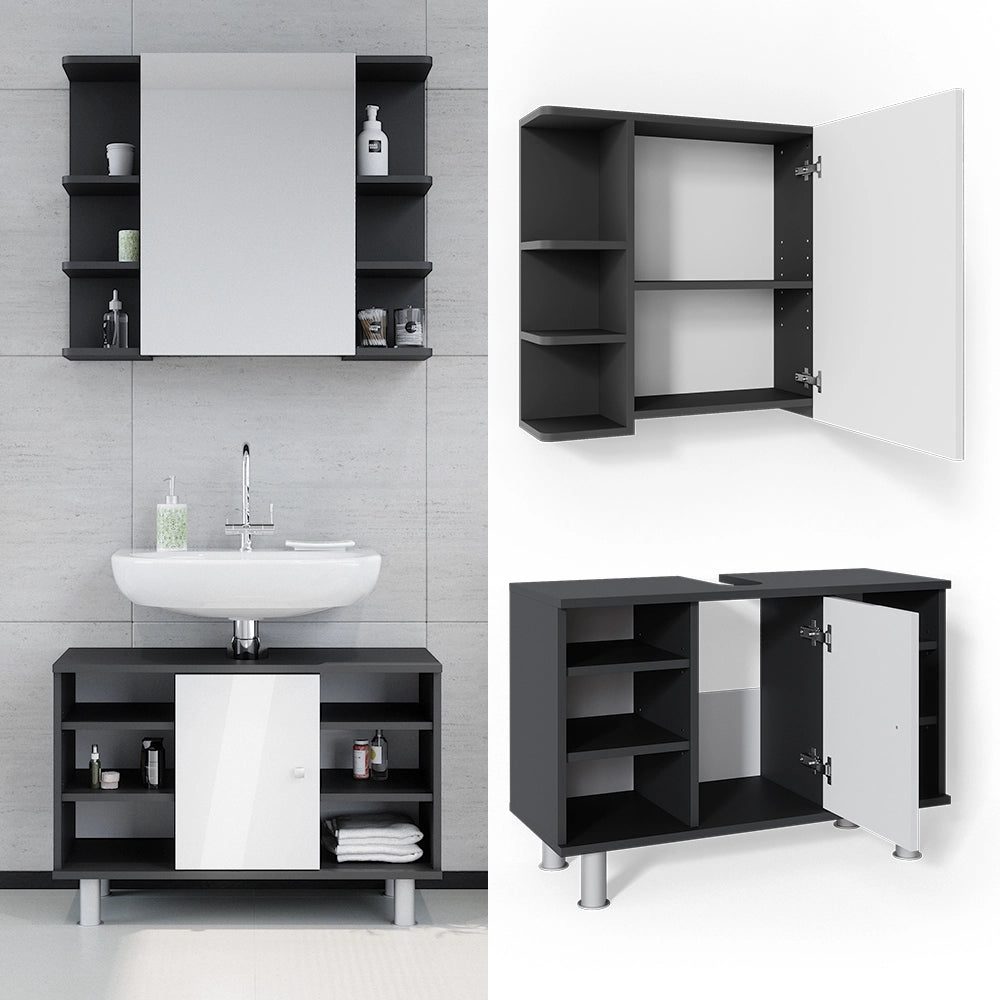 Vicco Set mobili bagno Antracite 2 parti