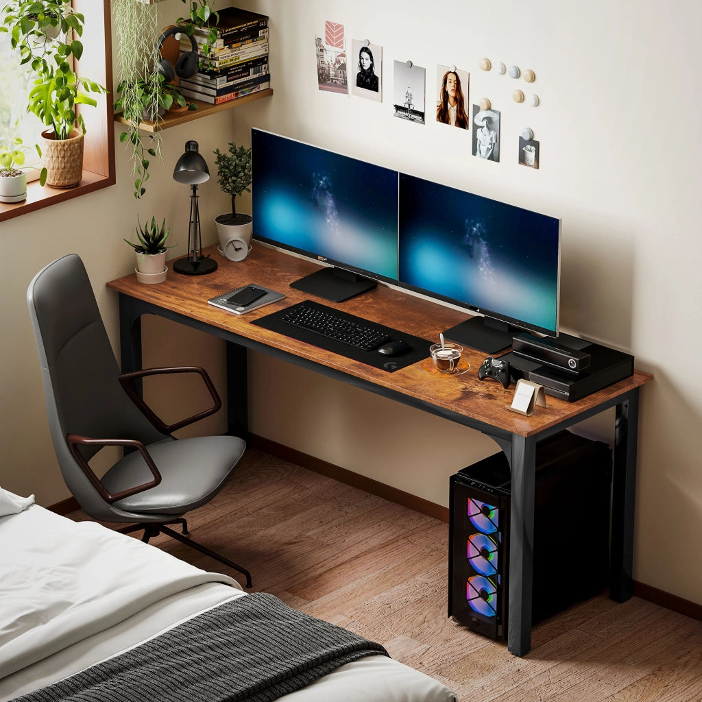 Scrivania da computer rustica in legno con cassetti ¨C Minimal ¨C marrone 100x50x75