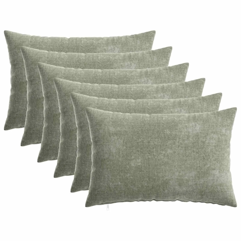 Federa 6 pz HEERLEN Verde 30 x 50 cm Tessuto Chenille 907796