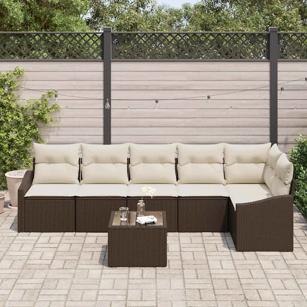 Set di divani con cuscino 7 pcs Marrone polyrattan 3346748