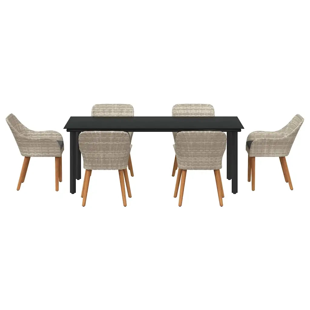 Set da Pranzo per Giardino 7 pcs Grigio chiaro polyrattan 3261717