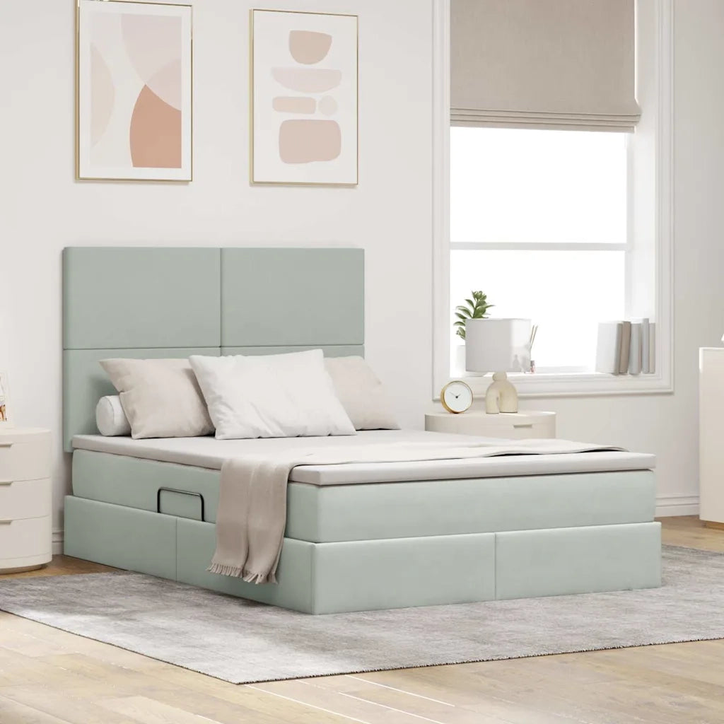 Letto con contenitore e materasso Grigio chiaro 140 x 200 cm 3371973