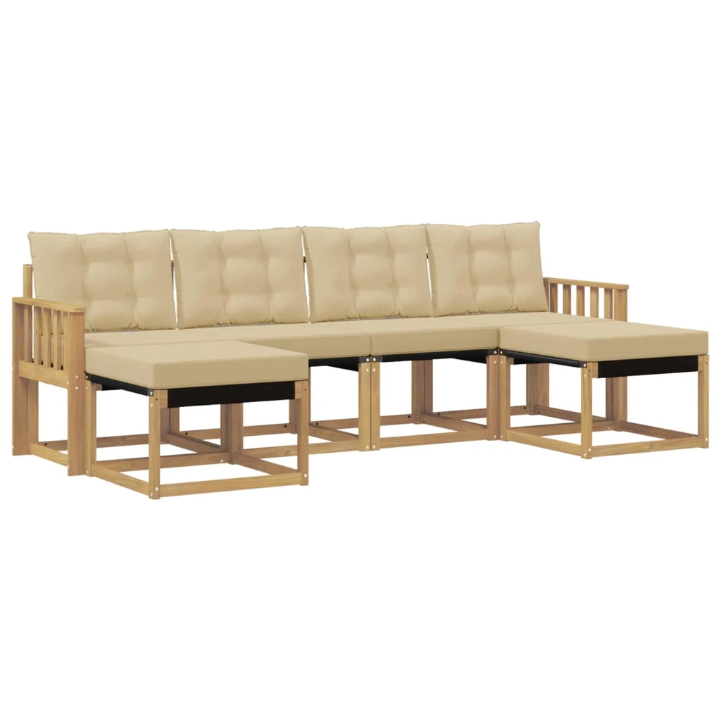 Set di divani da esterno con cuscino 6 pcs Bianco e Beige 3389739