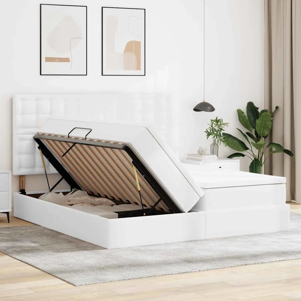 Letto con contenitore e LED Bianco Puro 180 x 200 cm