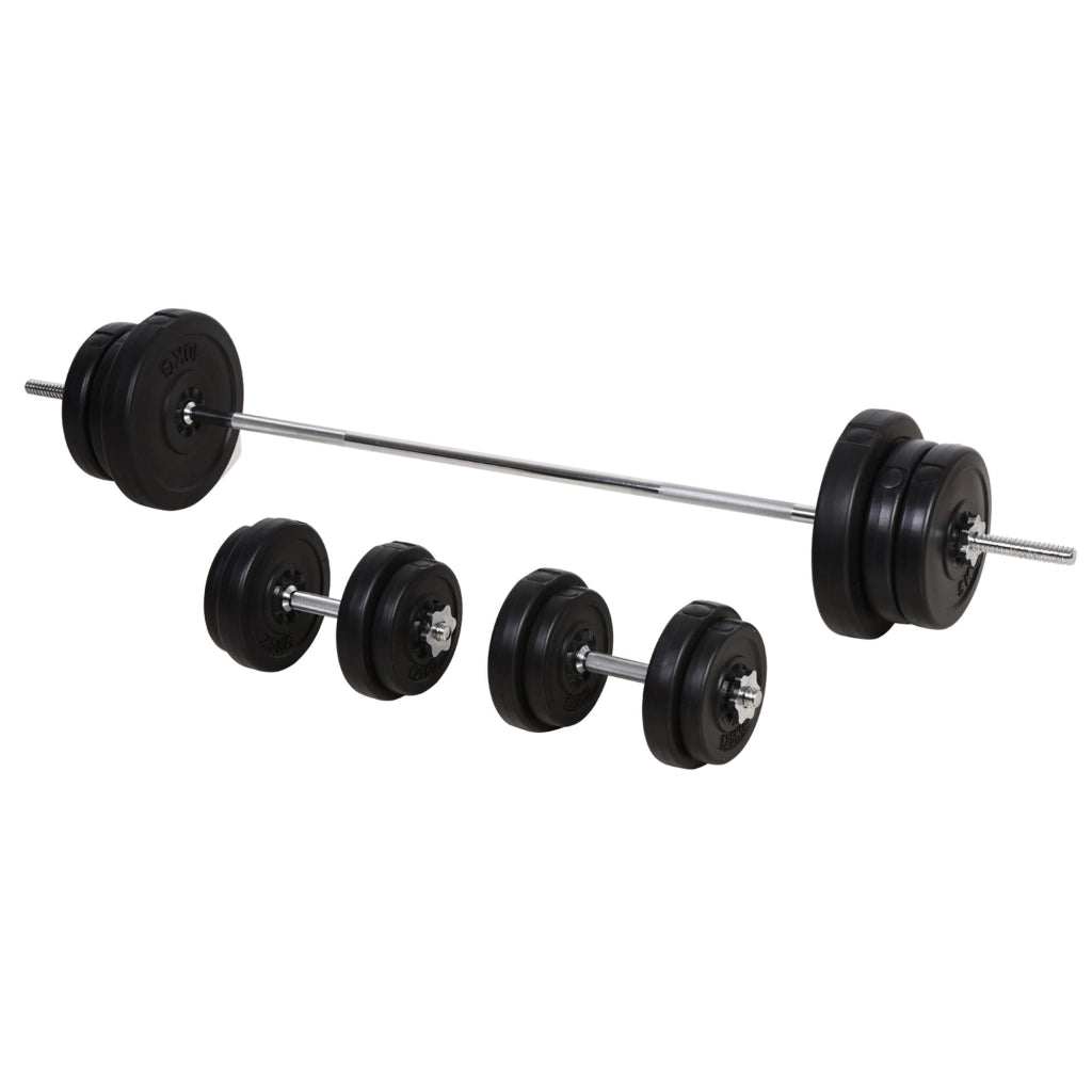 Set Bilanciere e Dischi 65kg con 2 Manubri ¨C Minimal ¨C Acciaio e Plastica