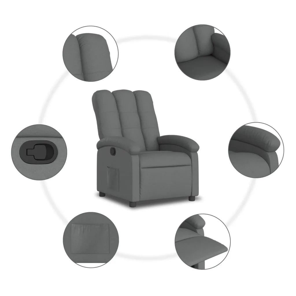 Poltrona reclinabile in tessuto grigio scuro 3205381