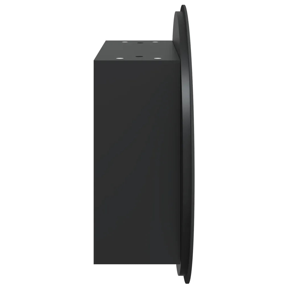 Armadio da Bagno con Specchio Rotondo e LED-Mobile bagno con specchio Nero 47x47x17,5 cm