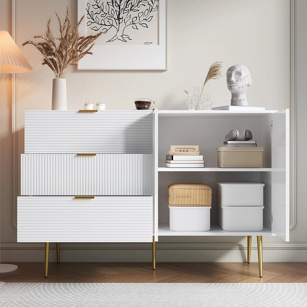 Buffet - Xylo - 140??40??85 cm - Porte e Cassetti con Maniglie Dorate
