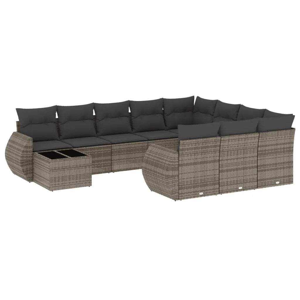 Set Divani da Giardino 11 pz con Cuscini in Polyrattan Grigio