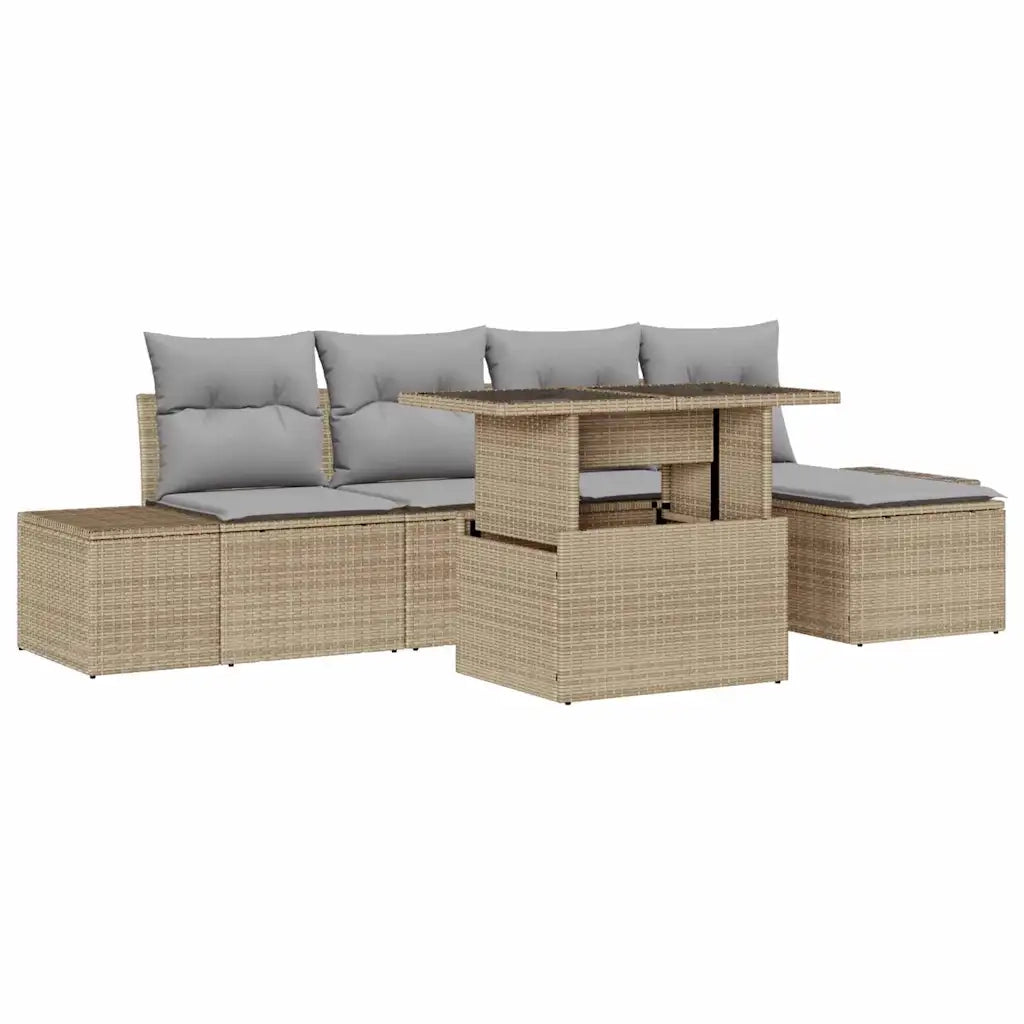 Set Divano da Giardino 6 pcs Beige Poly Rattan 3357903