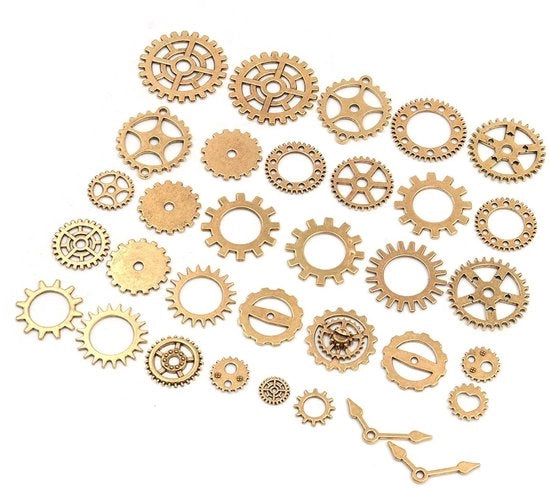 Set di viti a mano con ruote in metallo antico - Accessori per fai da te - Decorazione Steampunk - 50 g - Metallo rivestito a lunga durata