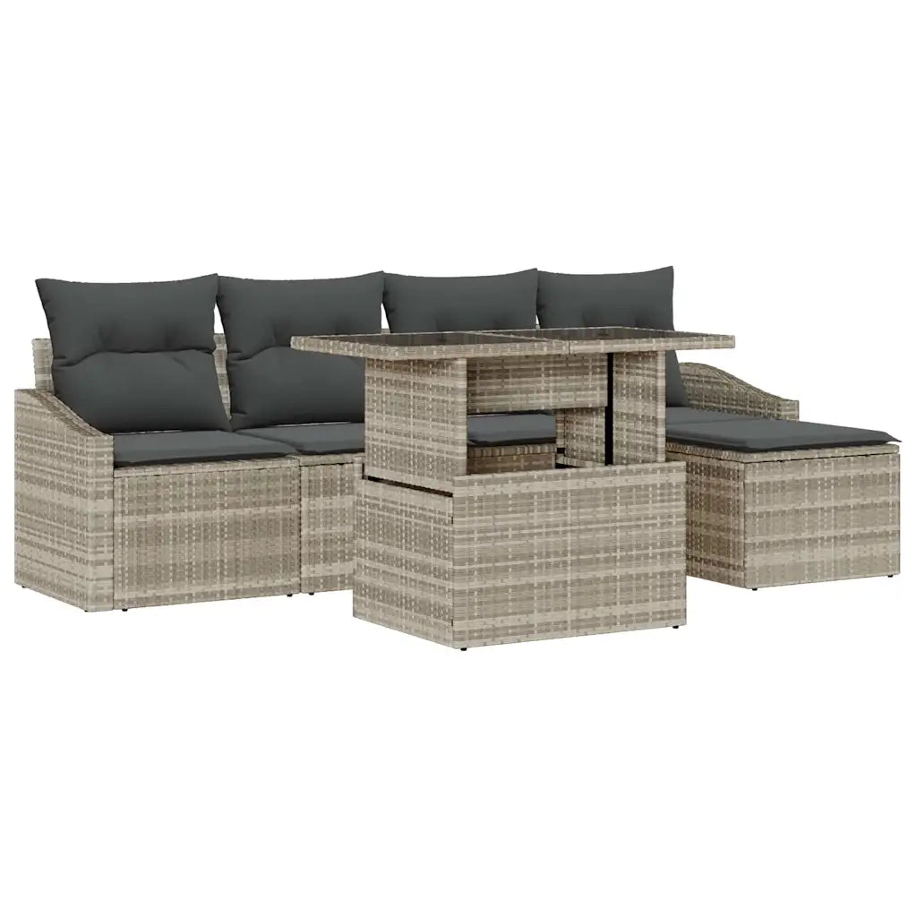 Set Divano da Giardino con cuscino 6 pcs Grigio chiaro 3348988