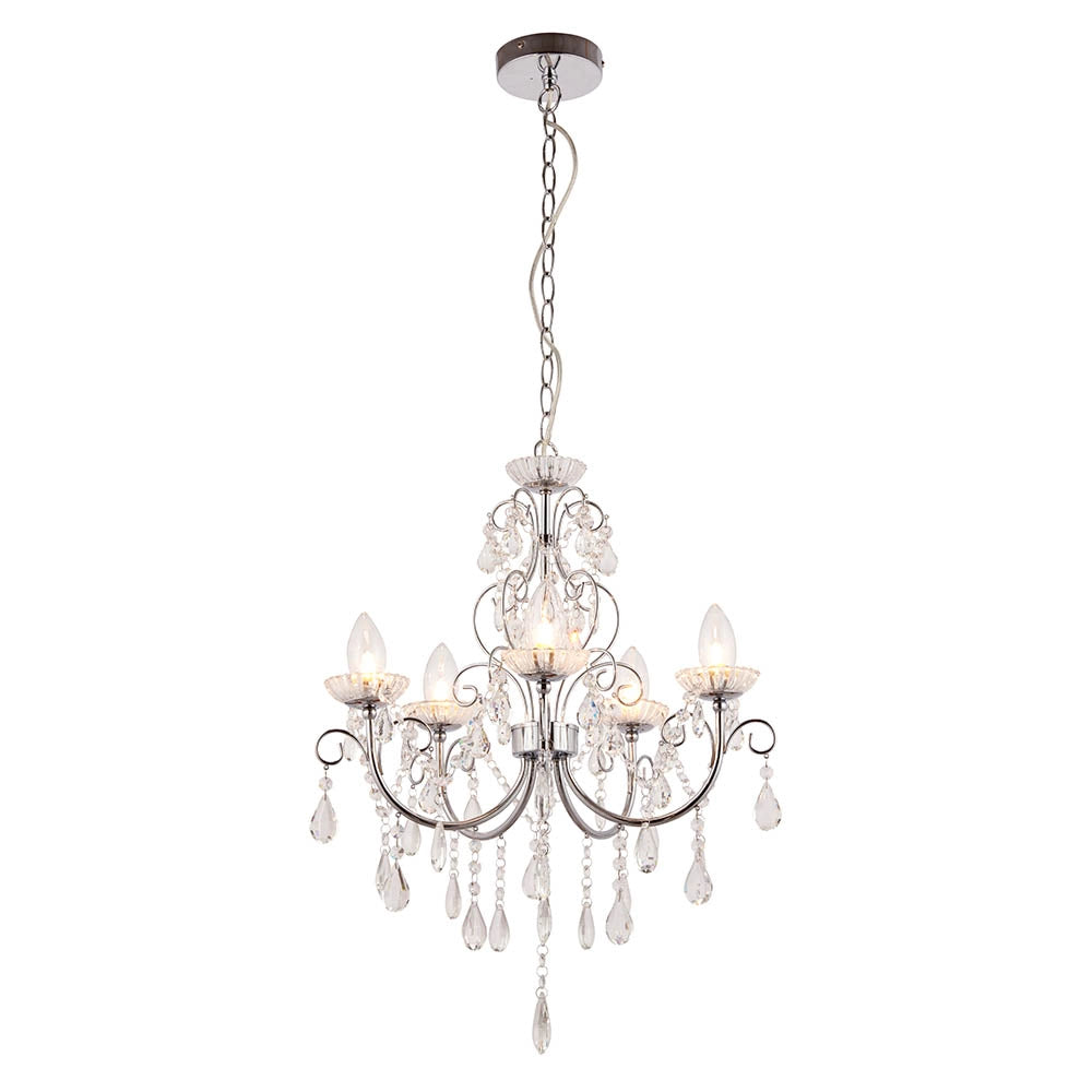 Lampadario bagno Tabitha cromato cristallo 5xG9 IP44