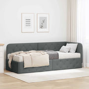 Cornice del letto ad angolo Grigio scuro 80 x 200 cm Tessuto