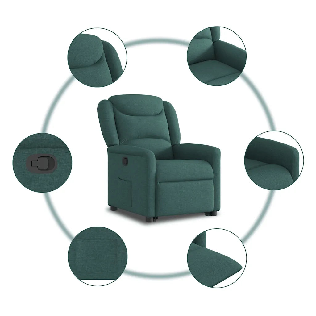 Poltrona Alzapersona Reclinabile Verde Scuro in Tessuto 3303200