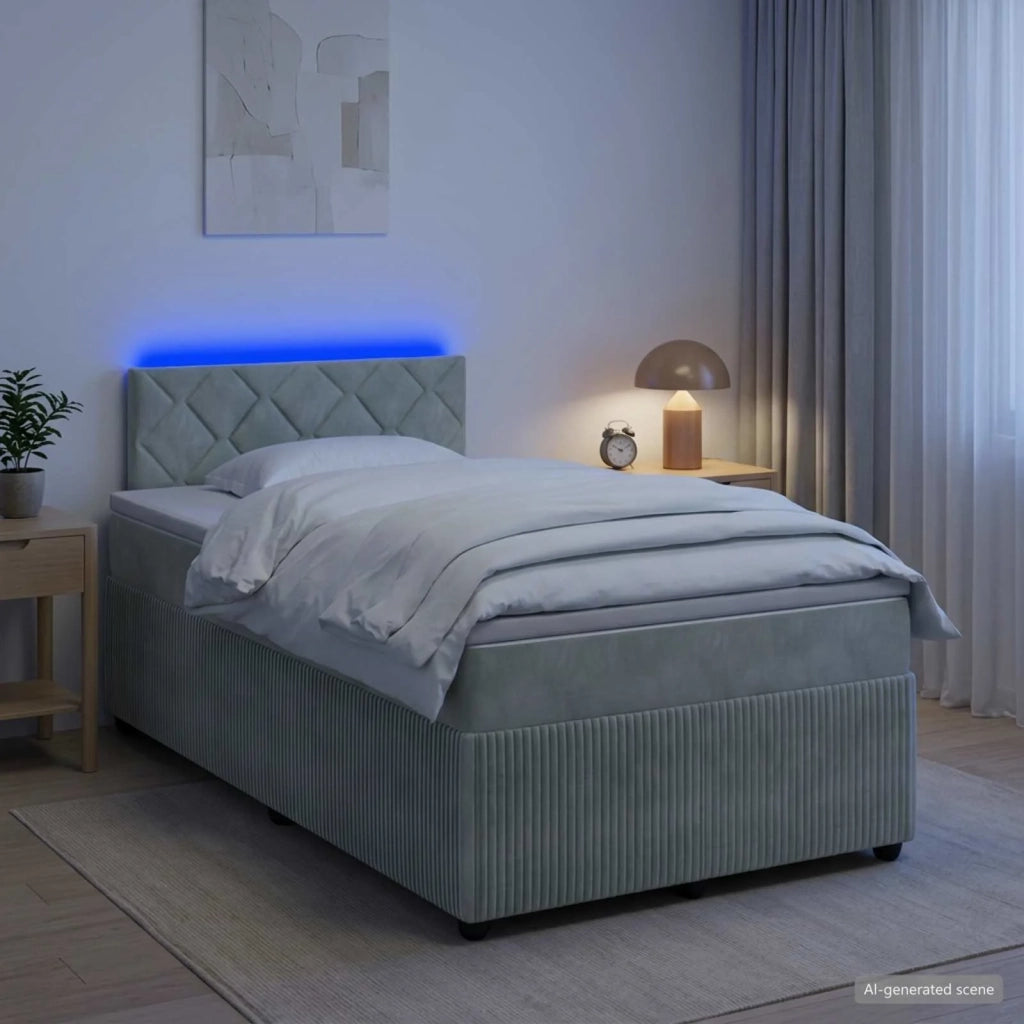 Letto box spring con materasso Grigio Chiaro 120 x 190 cm 3453107
