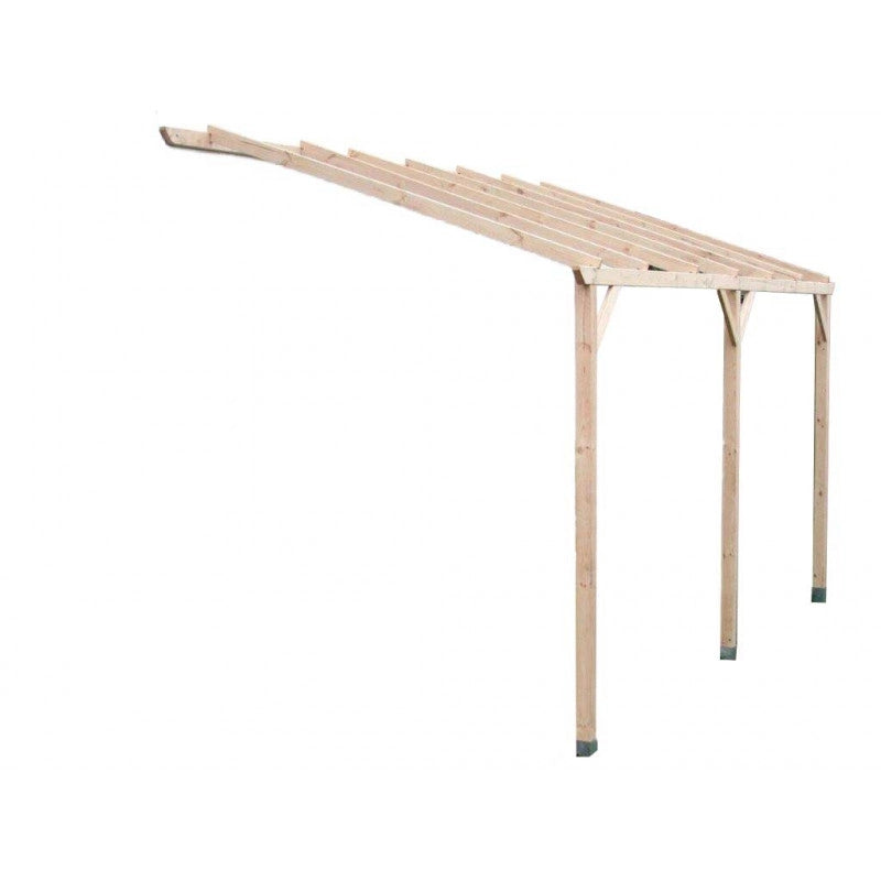 Carport da giardino adossato in legno 300x500 cm – Tettoia auto, pergola con 3 pali – travi da coprire – autoclave – CAR3050AM Foresta