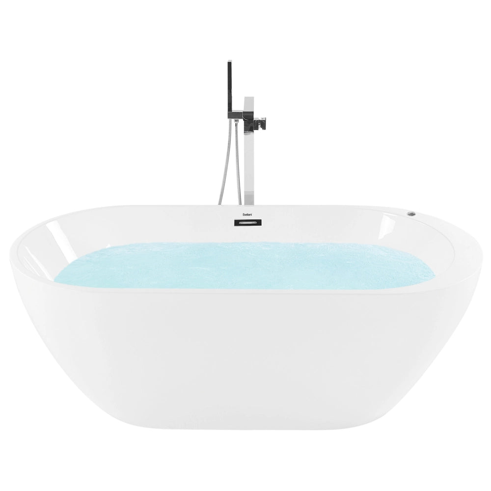Vasca Idromassaggio Freestanding Bianco Sanitario Acrilico Illuminato a LED Ovale Singola 170 x 80 cm