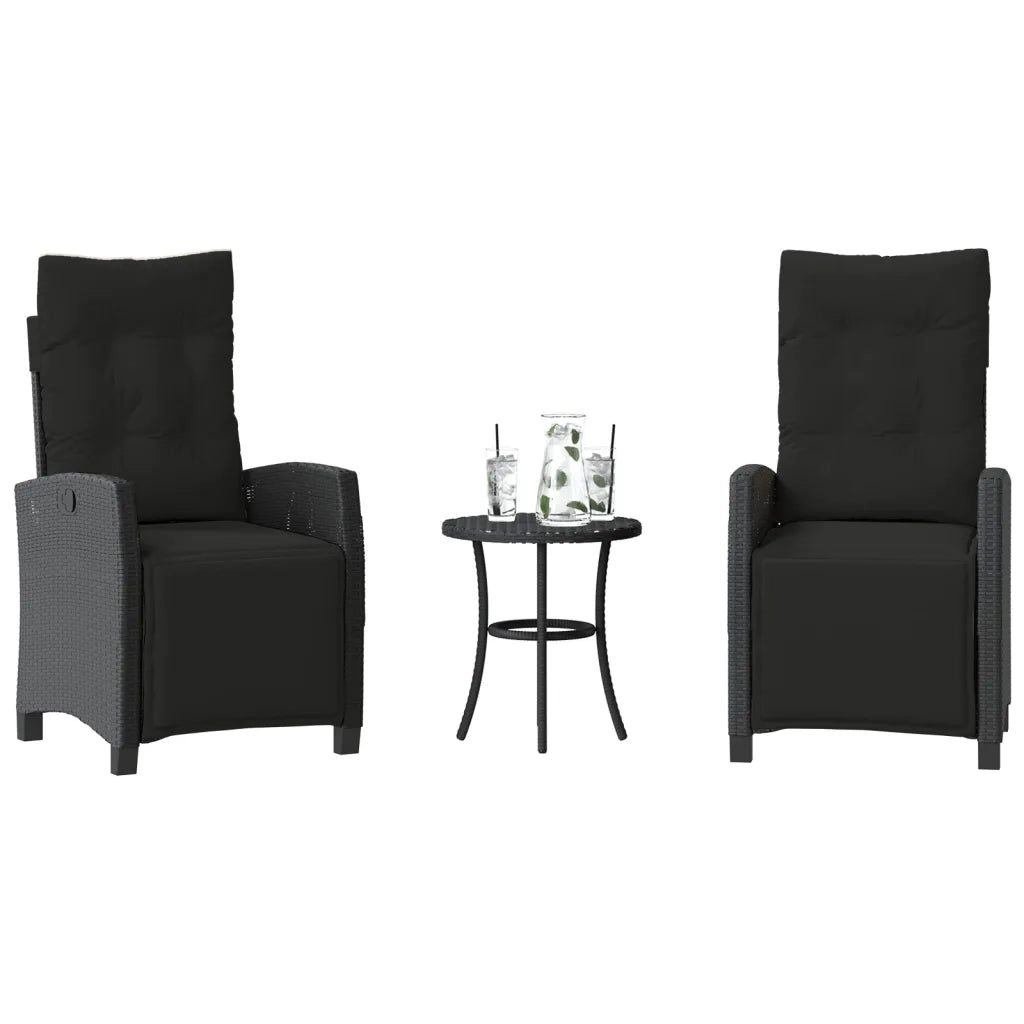 Set da Bistrò 3 pz con Cuscini Nero in Polyrattan 365249