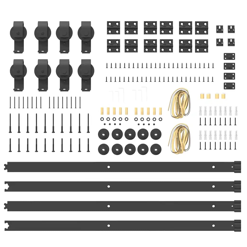 Kit di Binari per Porte Scorrevoli 366 cm Acciaio Nero 3295801
