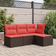 Sgabello da giardino con cuscino marrone 55x55x37 cm in polyrattan 366229