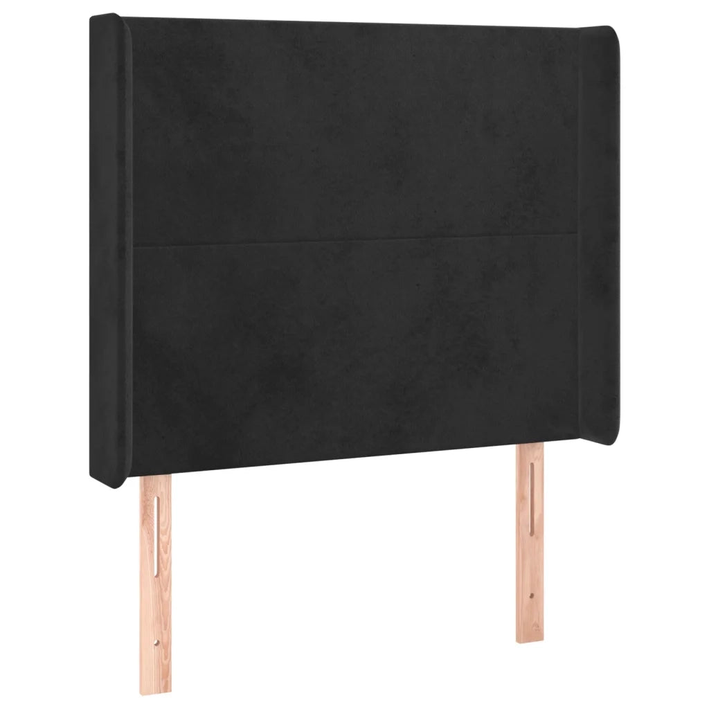 Testiera ad Orecchio-Testata con Orecchie Nera 93x16x118/128 cm in Velluto 435823