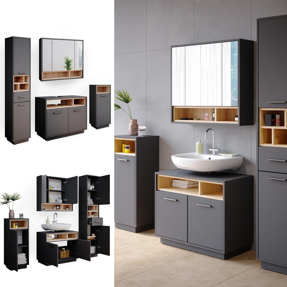 Vicco Set mobili bagno Antracite 4 parti