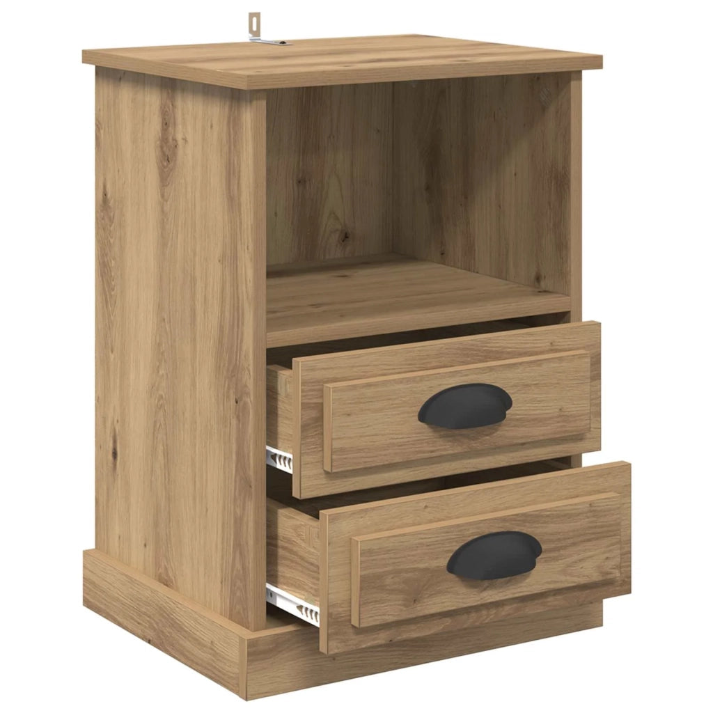Set di 2 Comodini | Armadio da Notte | Mobiletto da notte Rovere artigianale 36 x 43 x 60 cm