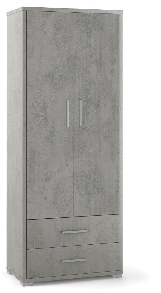 ARMADIO 2 ANTE 2 CASSETTI H182 L71 P41 cm STRUTTURA CEMENTO FRONTALE CEMENTO SARMOG Db359k