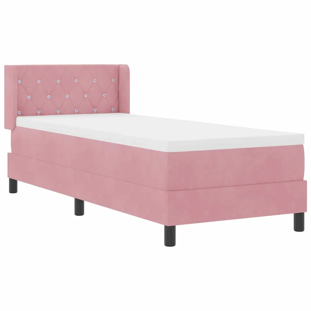 Letto a molle con testiera Rosa 200 x 80 cm Velluto 3341389