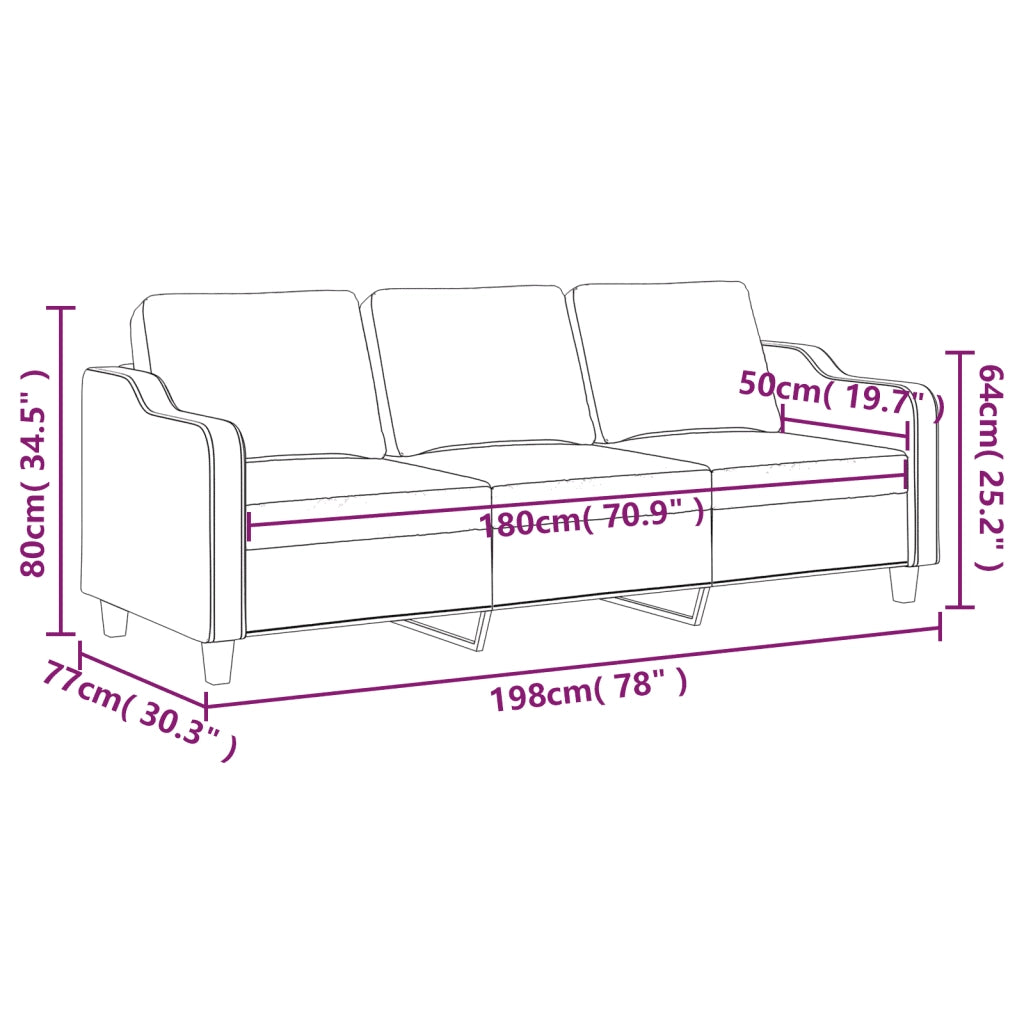 Divano a 3 Posti-Sofa 3 Posti Grigio Chiaro 180 cm in Tessuto 134004