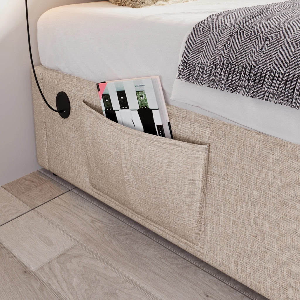 letto imbottito lino beige naturale 140 x 200 cm