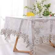 Tavolino in plastica rettangolare, copertura in vinile PVC acqua resistente, bordi ricamati, vetrata trasparente per tavolo cucina interno ed esterno, 150 x 200 cm, fiori1