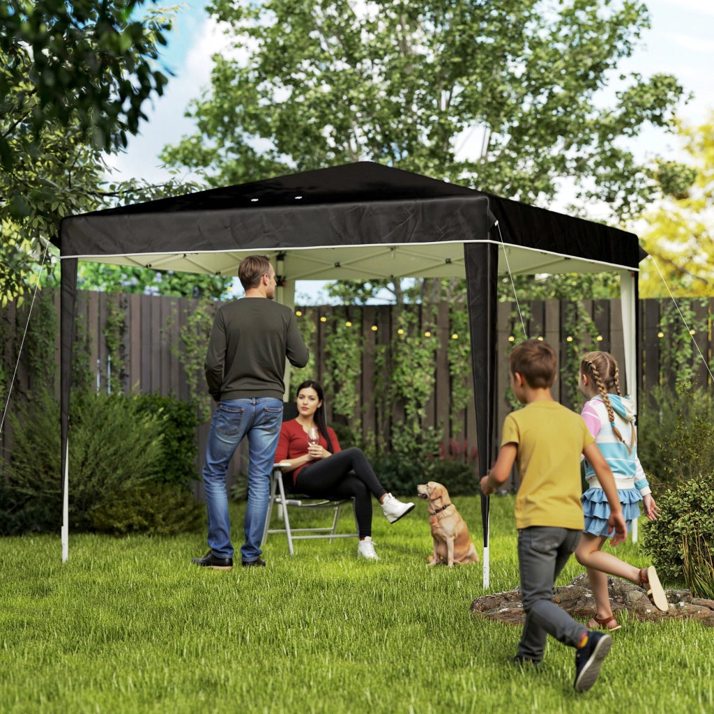 Gazebo da Giardino 3x3m ¨C Xylo ¨C Metallo e Tessuto Oxford Nero, Altezza Regolabile